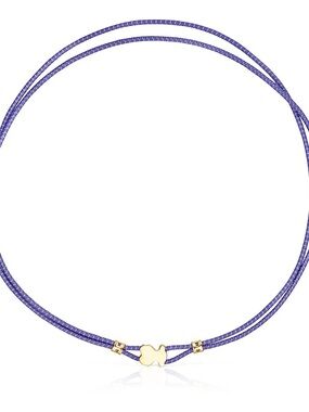 TOUS Purple Cord Clover Necklace with Gold Accent elastic
